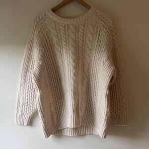 Babaton Cream Cable-Knit Crewneck Sweater